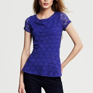 🔥Clearance🔥 Banana Republic Blue Eyelet Lace Peplum Top